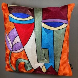 Ersatz Textile Aman Ersari‎ Turkey Embroidered Pillow Colorful 17” square
